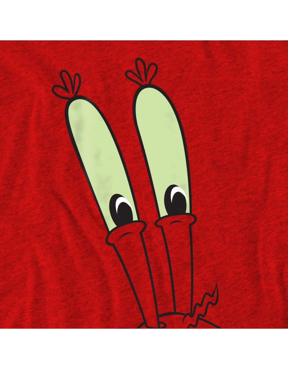 SpongeBob SquarePants Unisex Adult Smile Mr Krabs Face T-Shirt - Red - 3