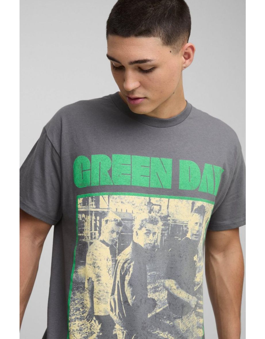 Regular Fit Green Day License Printed T-Shirt - charcoal