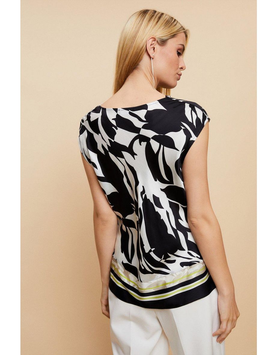 Printed Satin Cowl Shell Top - 2