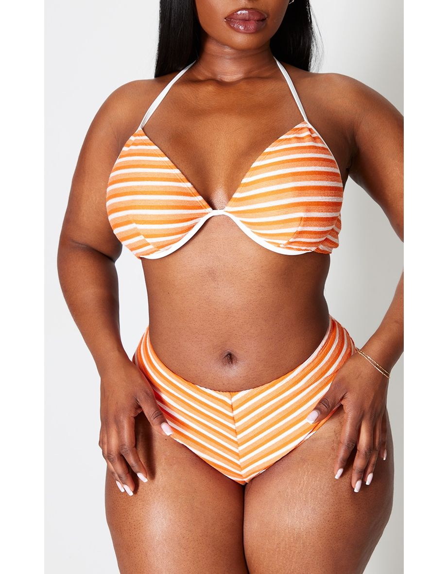 Shop Plus Orange Striped Bikini Bottoms Online in Bahrain VogaCloset