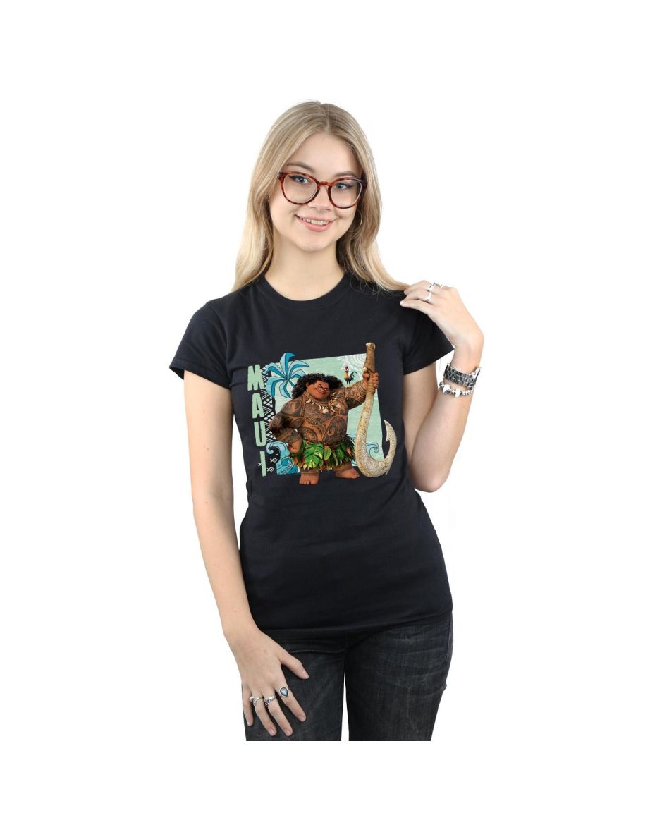 Disney Womens/Ladies Moana Maui Cotton T-Shirt - Black