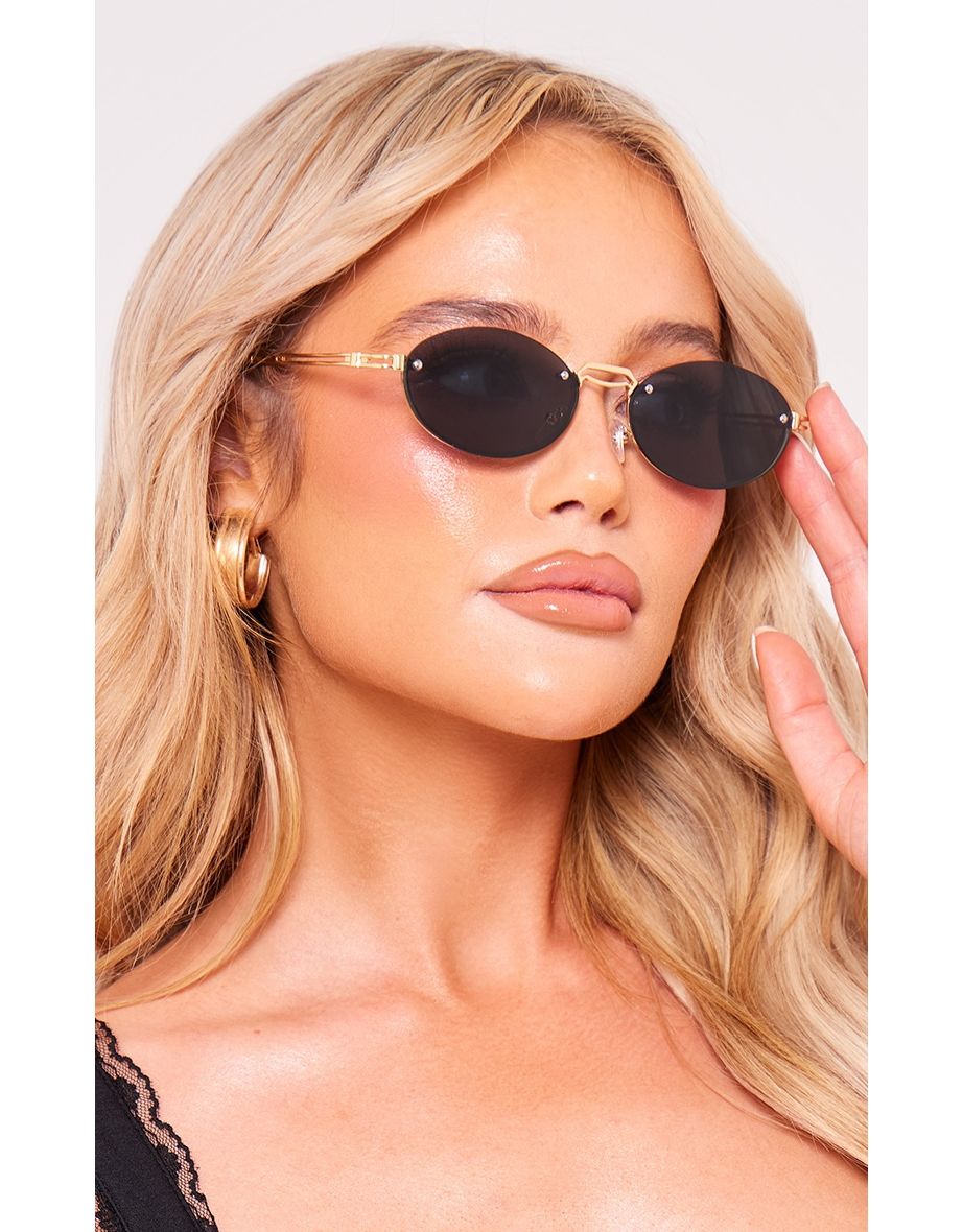 Shop Black Metal Arm Detail Round Sunglasses Online in Oman VogaCloset