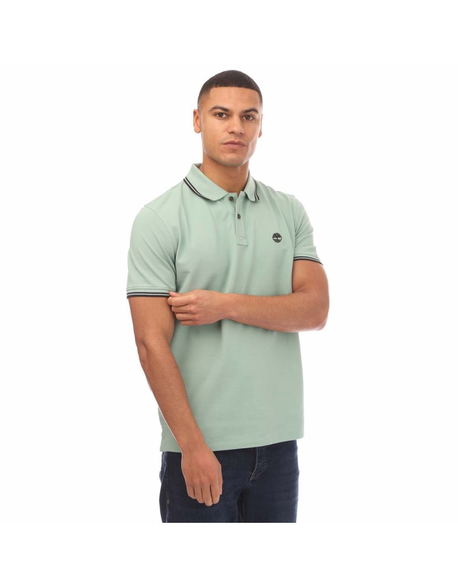 Men's Timberland Millers River Tipped Pique Polo Shirt in Green