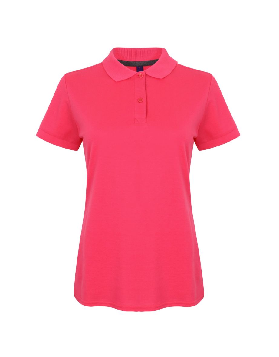 Henbury Womens/Ladies Micro-Fine Short Sleeve Polo Shirt - Fuchsia