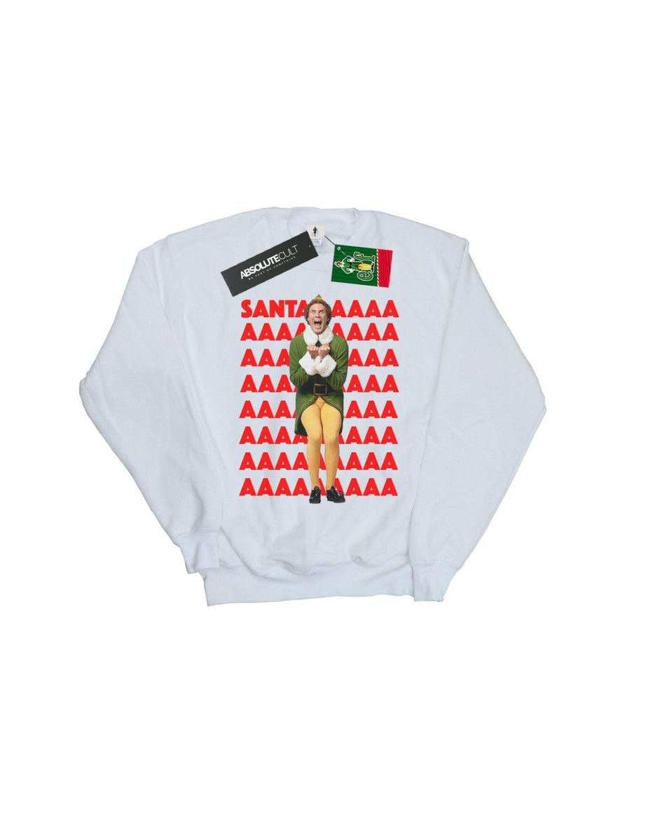 Elf Girls Buddy Santa Scream Sweatshirt - White