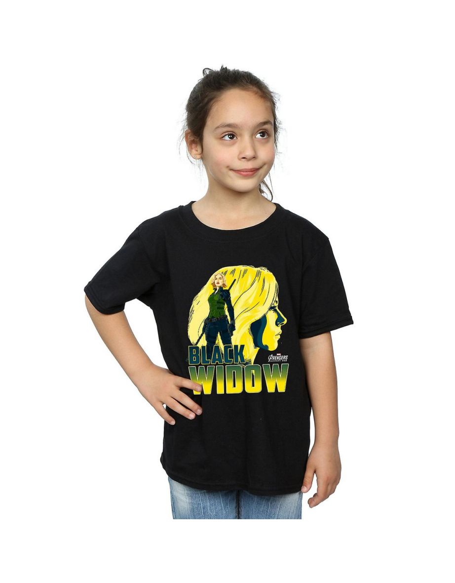 Avengers Infinity War Girls Black Widow Cotton T-Shirt - Black