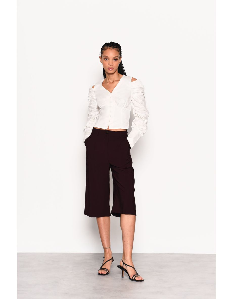 Glamorous Plum High Waisted Culottes - 2