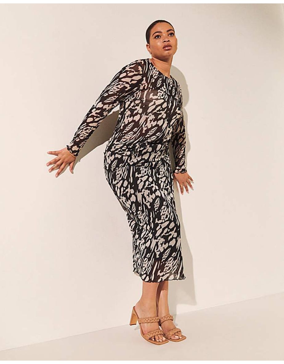 Mesh Overlay Midi Skirt - 8