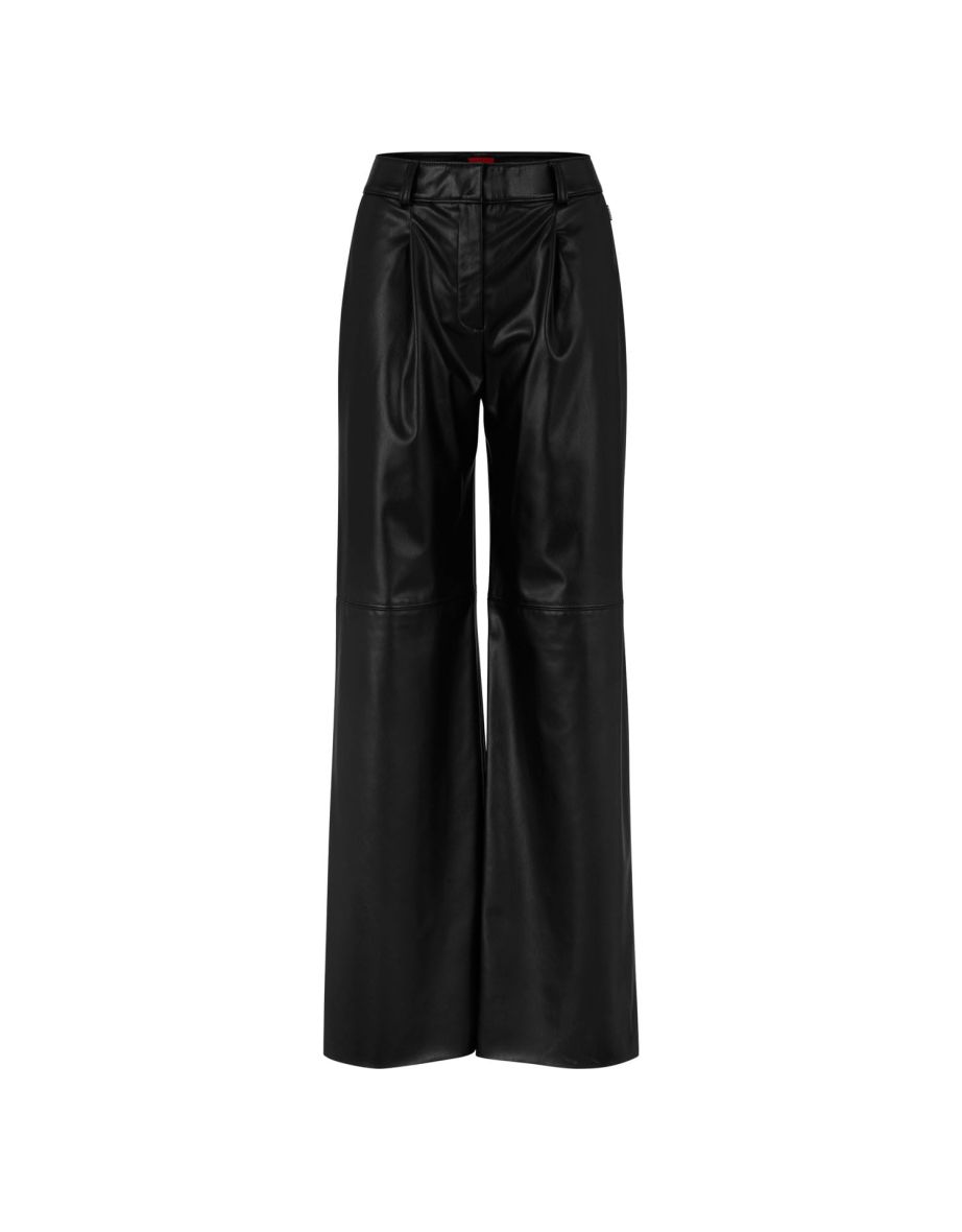 Women's Hugo Boss Herede-1 Leather Trousers in Black