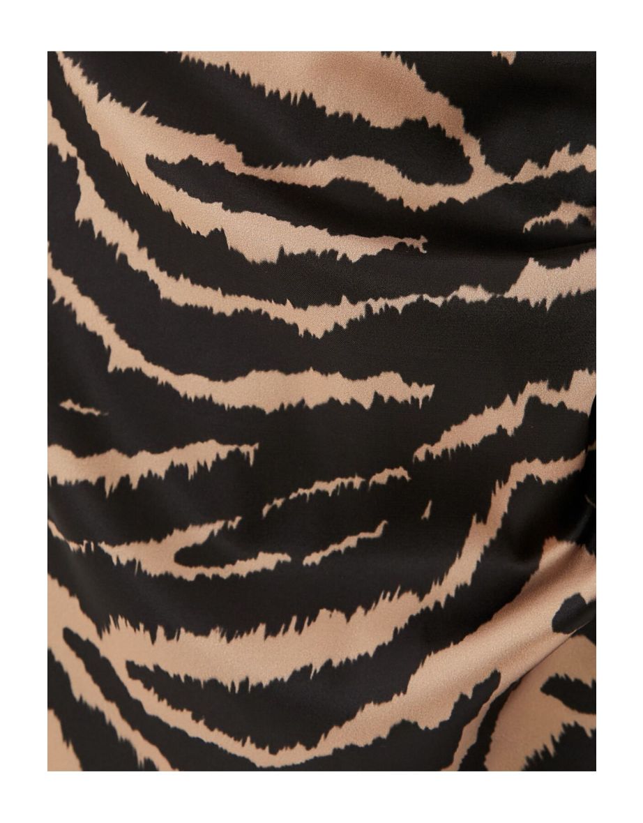 Mini Satin Dress Leopard Pattern Long Sleeve - 5