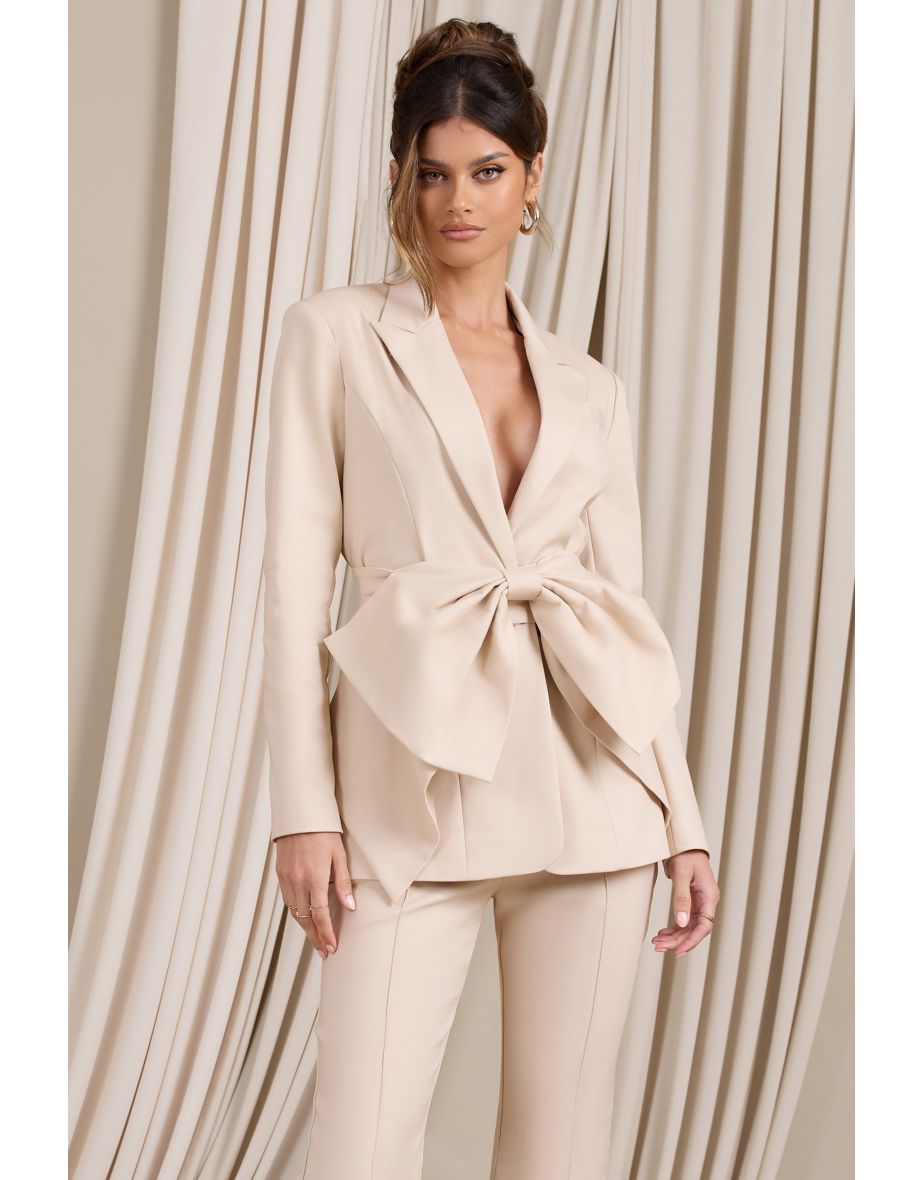 Gifted | Stone Plunge Blazer With Statement Bow