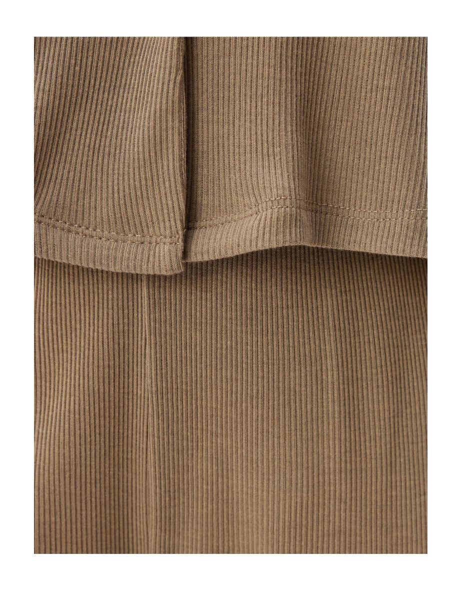 Shirt Collar Pajama Set Ribbed Long Sleeve Top and Straight Leg Bottom 2-Piece - 5