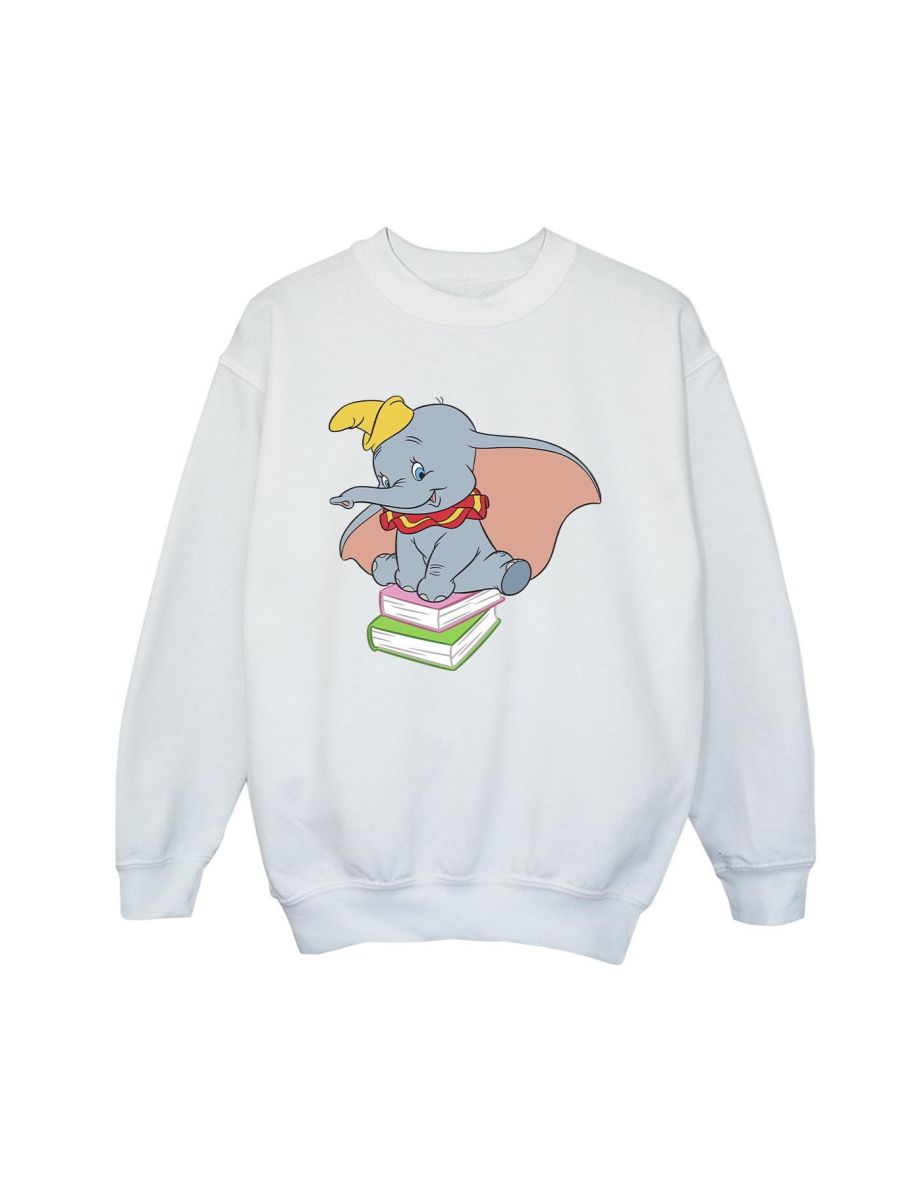 Disney Boys Dumbo Sitting On Books Sweatshirt - White