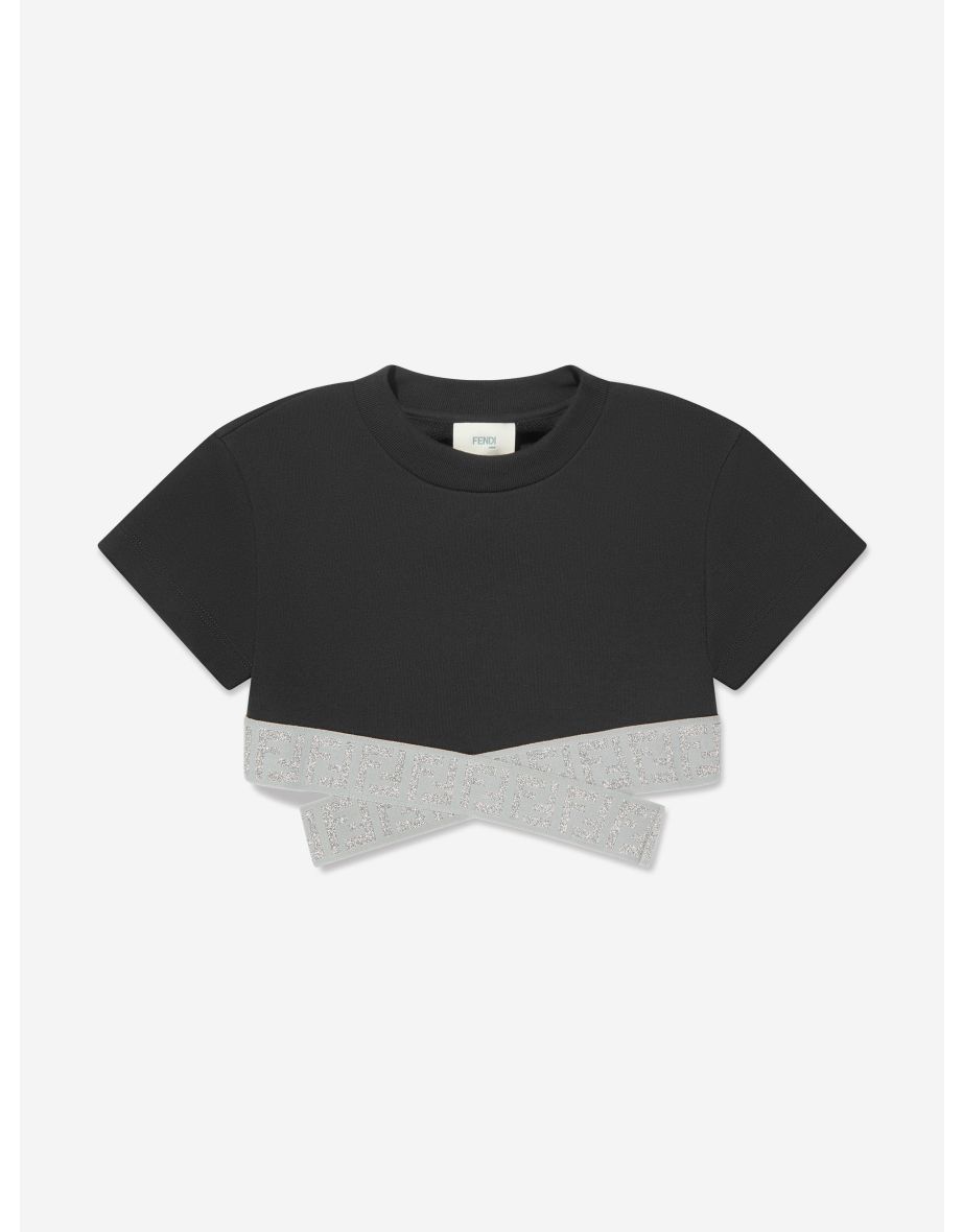 Girls Cropped FF Logo Top in Black