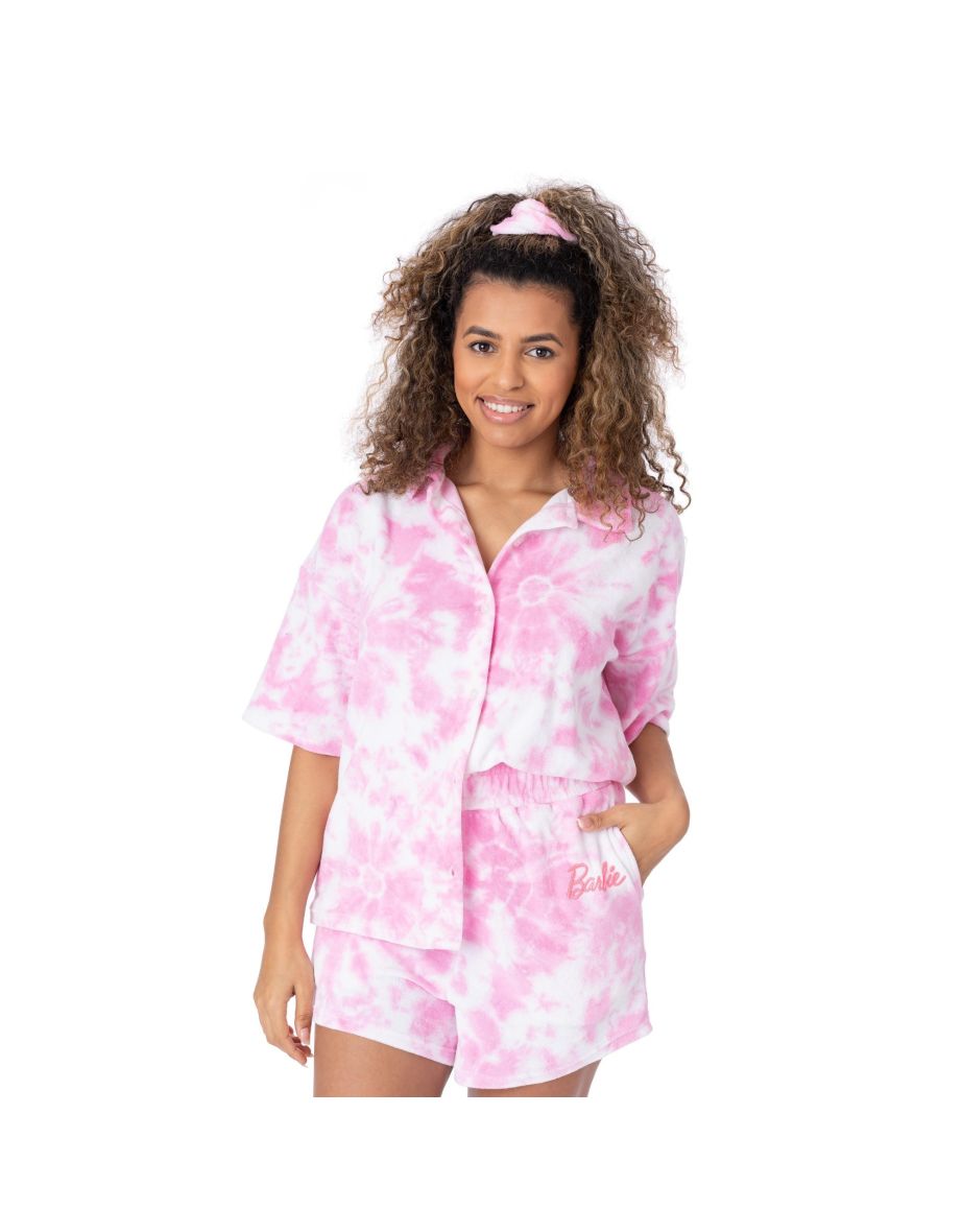 Barbie Womens/Ladies Tie Dye Towelling T-Shirt & Shorts Set