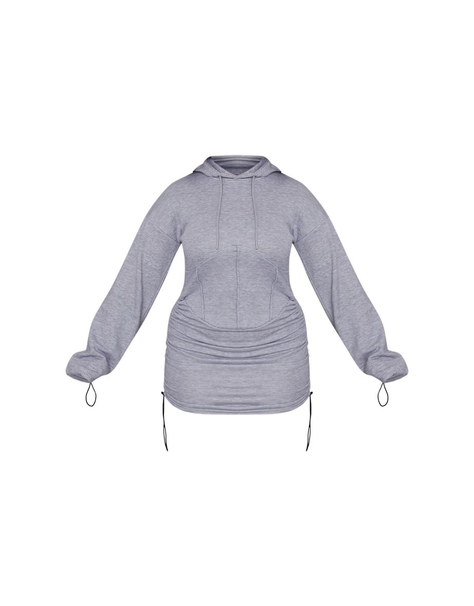 Shape Grey Marl Branded Corset Detail Hooded Jumper Dress - 4