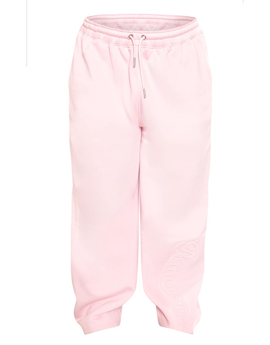 PRETTYLITTLETHING Plus Baby Pink Embossed Graphic Wide Leg Joggers - 4