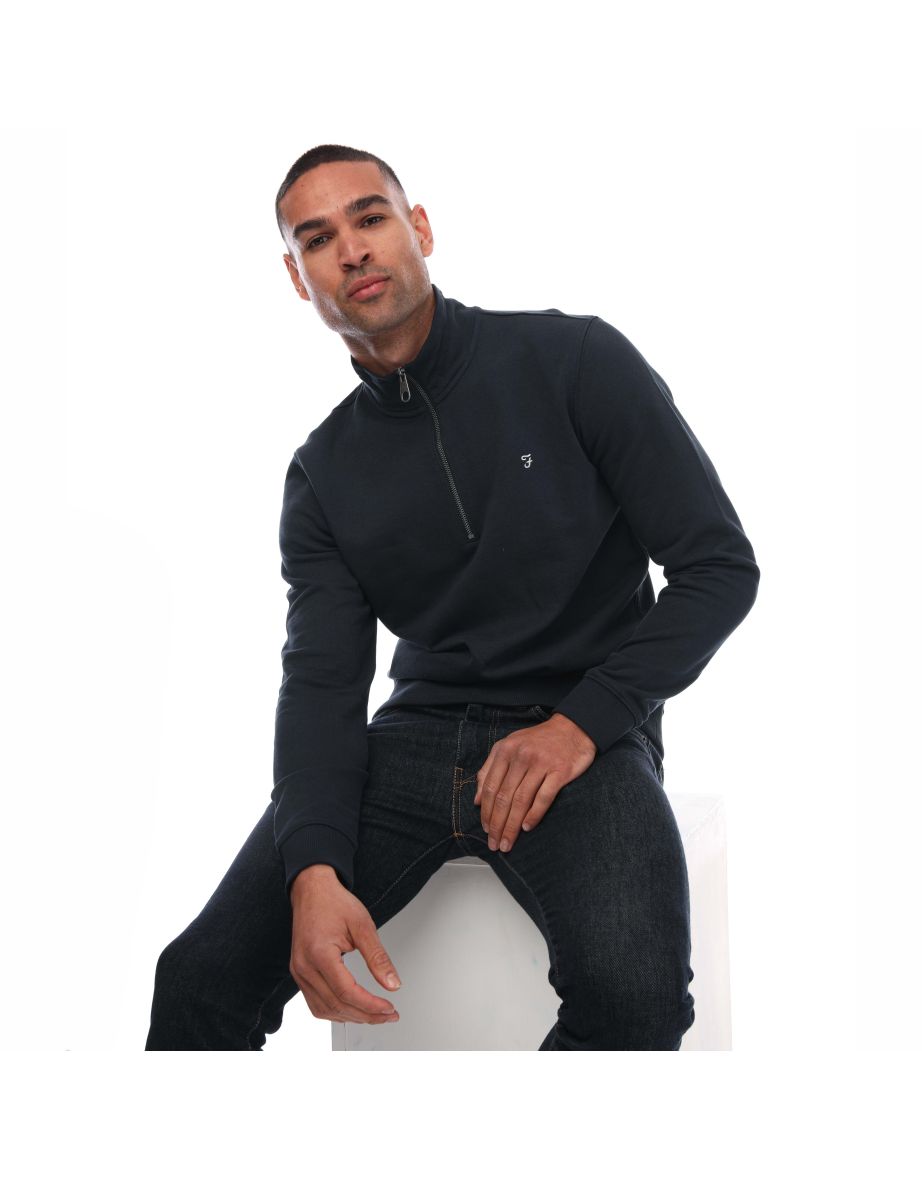 Men's Farah Aintree 1/4 Zip Sweat in Blue - 3
