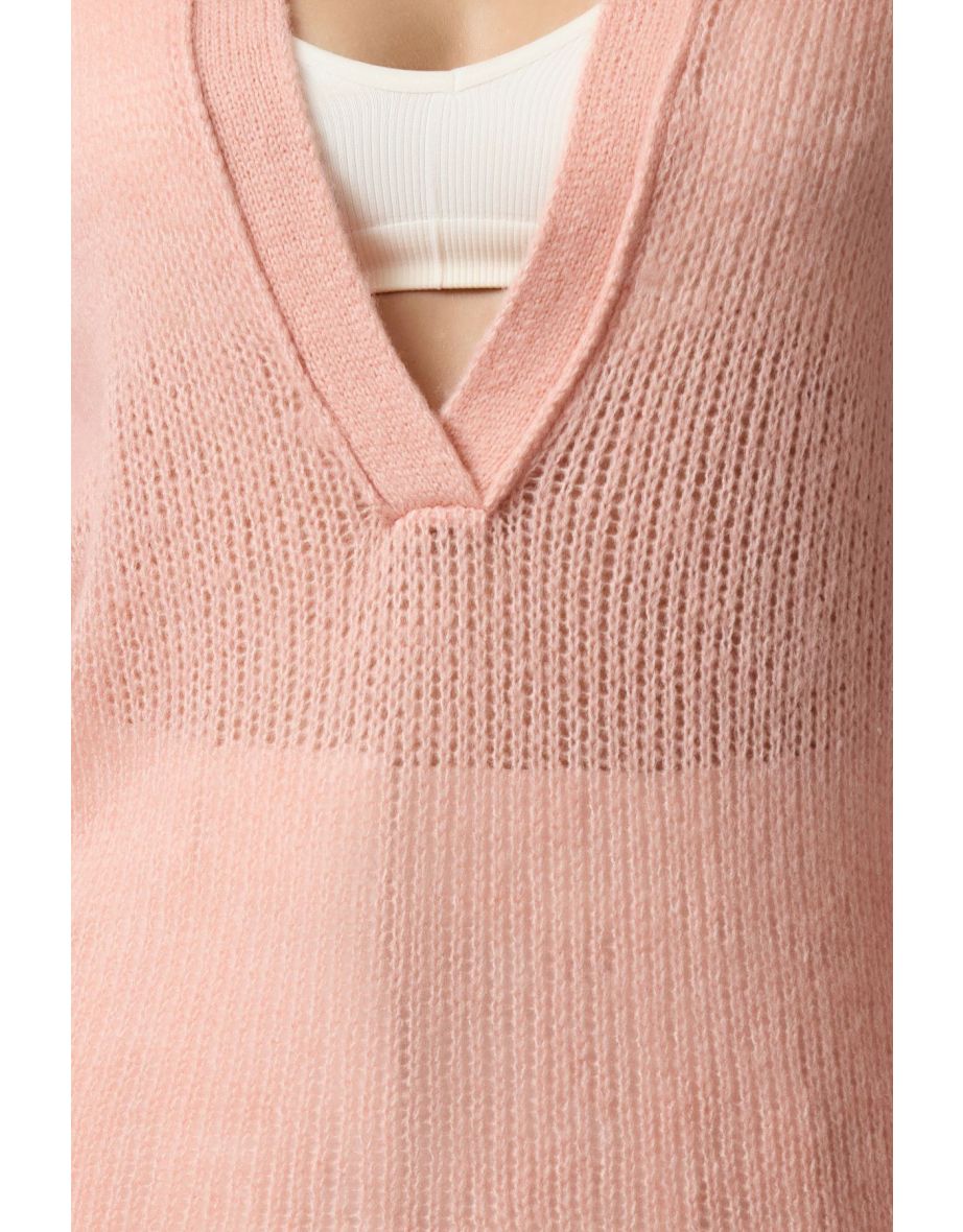 Dusty Rose Soft Textured Loose Knit Sweater - 4