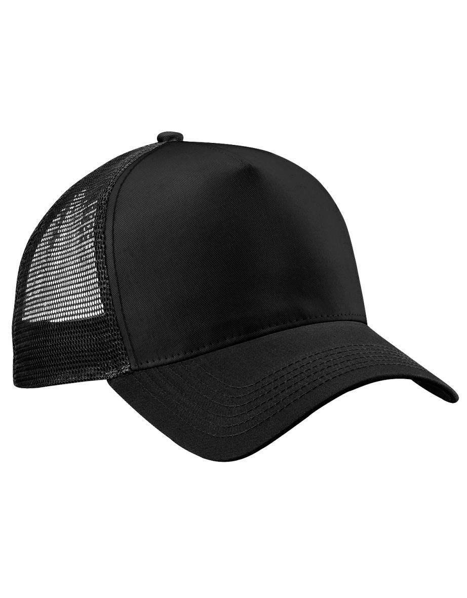Beechfield Mens Half Mesh Trucker Cap / Headwear - Black
