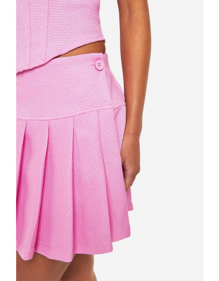 Textured Pleated Micro Mini Skirt - candy pink - 3