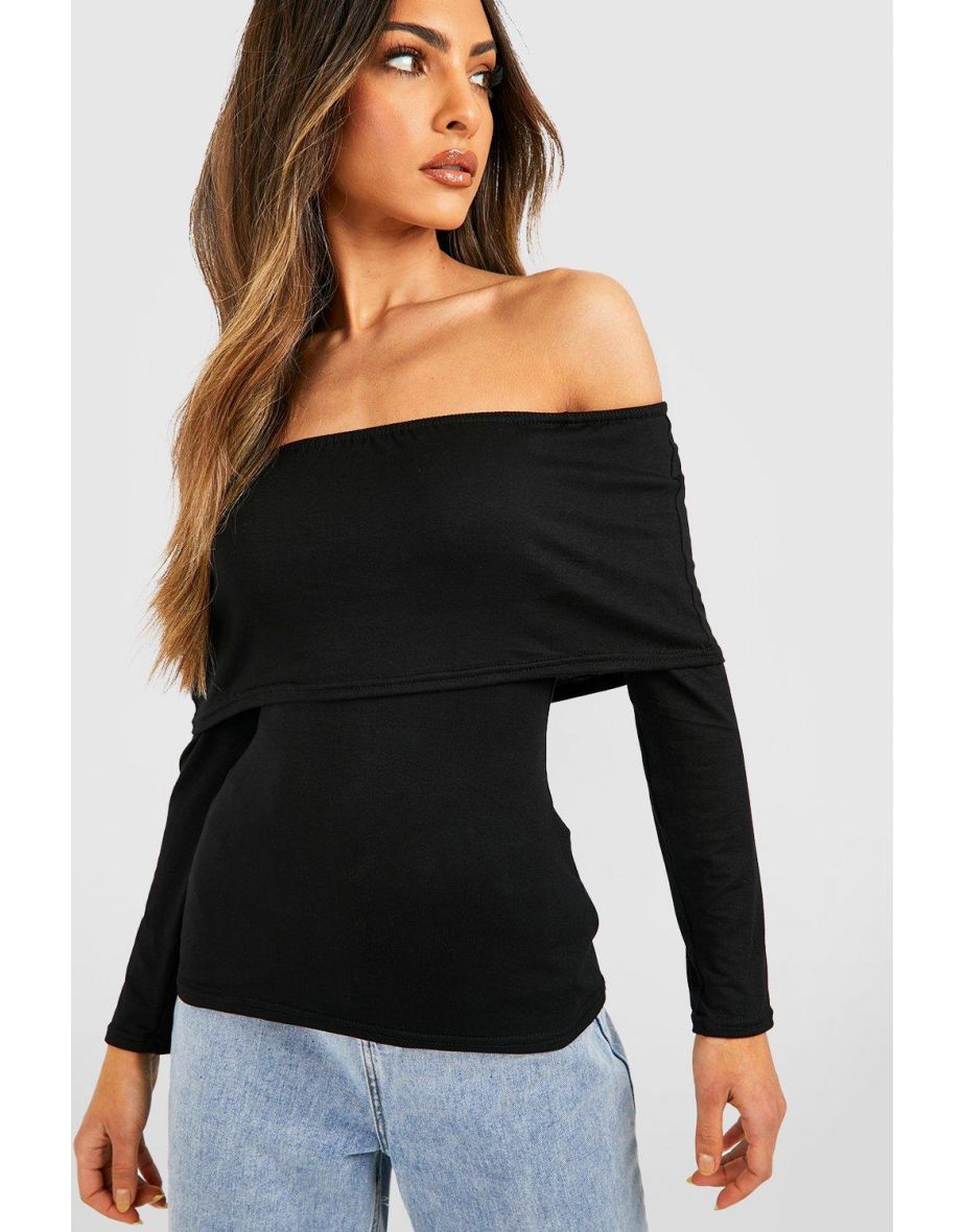 Bardot Overlay Long Sleeve Jersey Top - black - 3