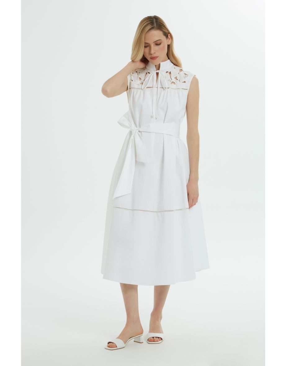 Embroidered Top White Midi Dress