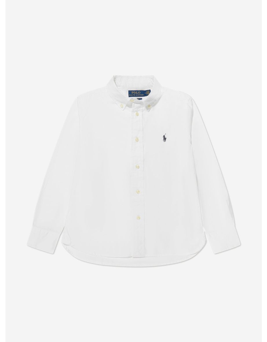 Ralph Lauren Boys Slim Fit Oxford Shirt in White