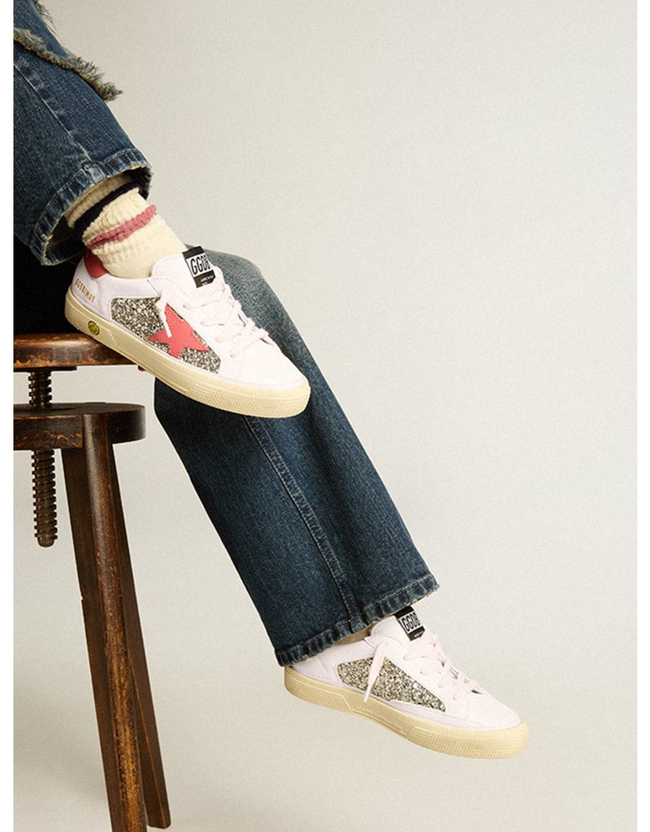 Shop Golden Goose Girls Glitter and Leather Star May Trainers in Multicolour Online in Qatar VogaCloset