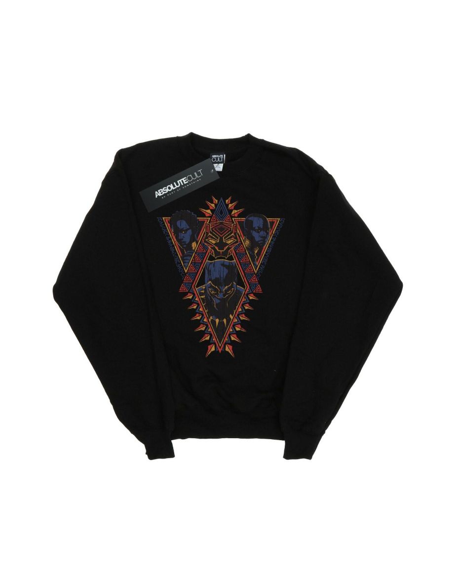 Marvel Boys Black Panther Tribal Heads Sweatshirt - Black - 3