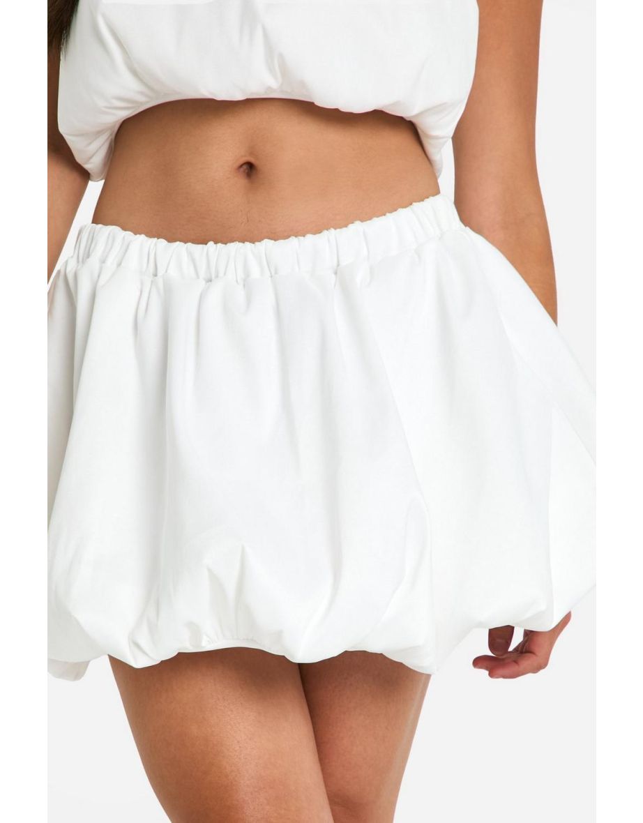 Woven Puff Ball Mini Skirt - white - 3