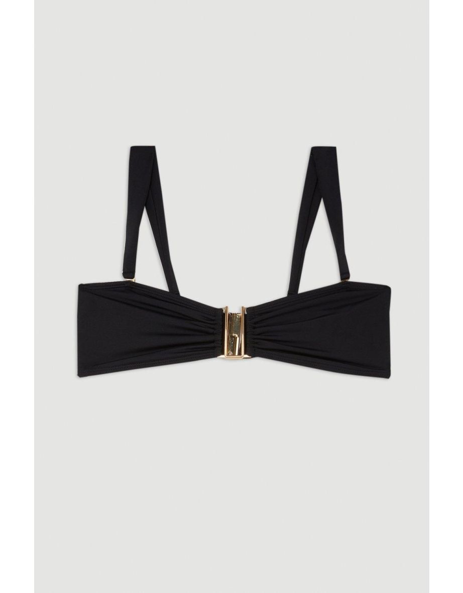 Detachable Strap Gold Trim Bikini Top - 3