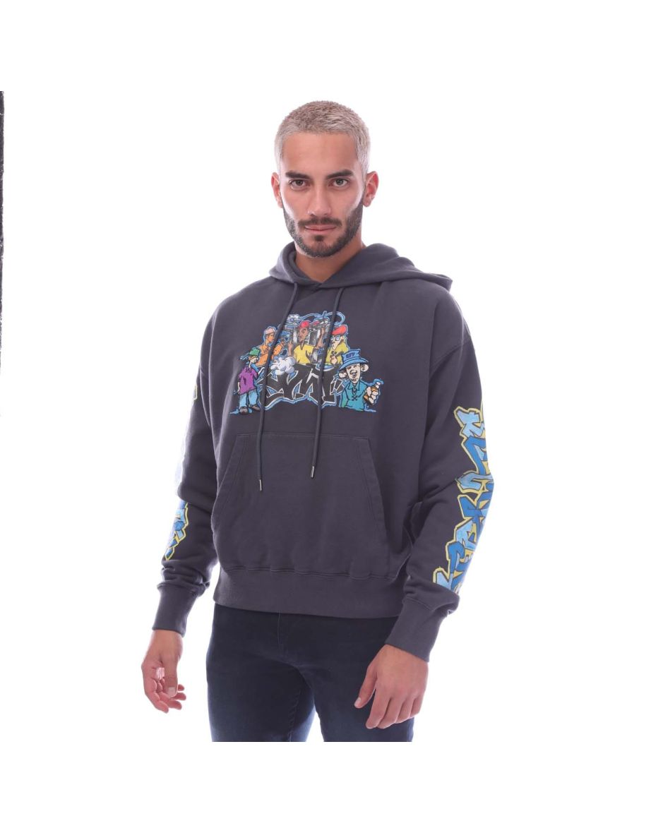 Men's Off White Graffiti Pupp Skate Hoodie in Blue