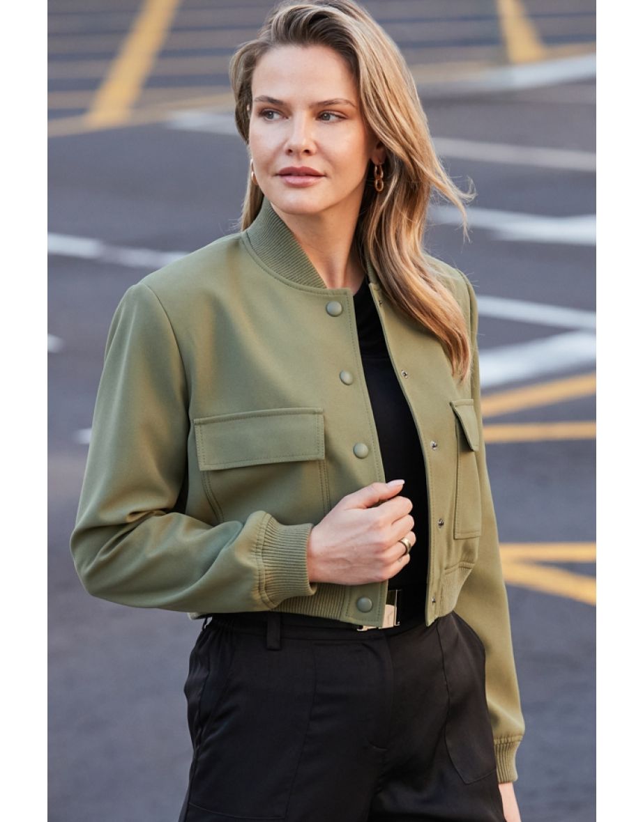 Khaki Green Utility Bomber Jacket - 4