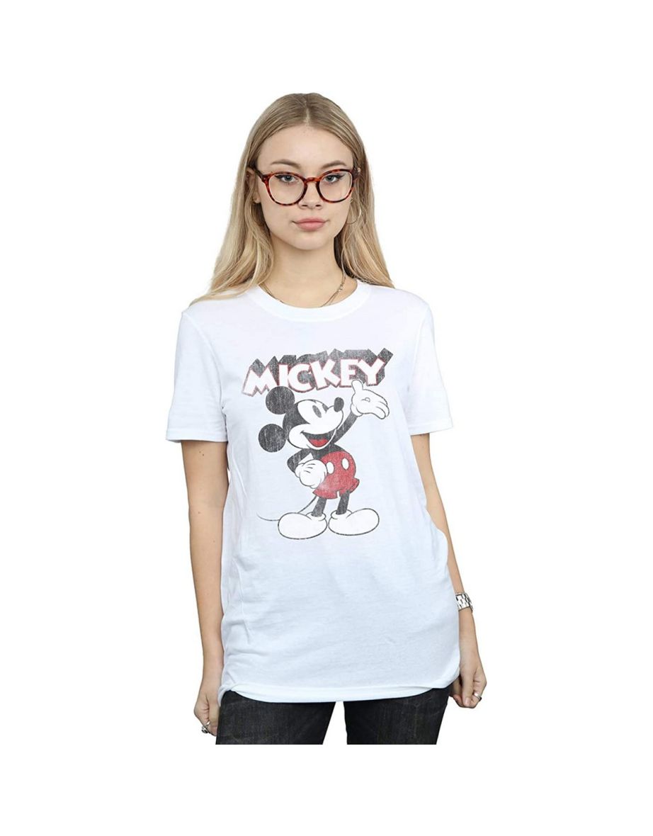 Disney Womens/Ladies Presents Mickey Mouse Cotton Boyfriend T-Shirt