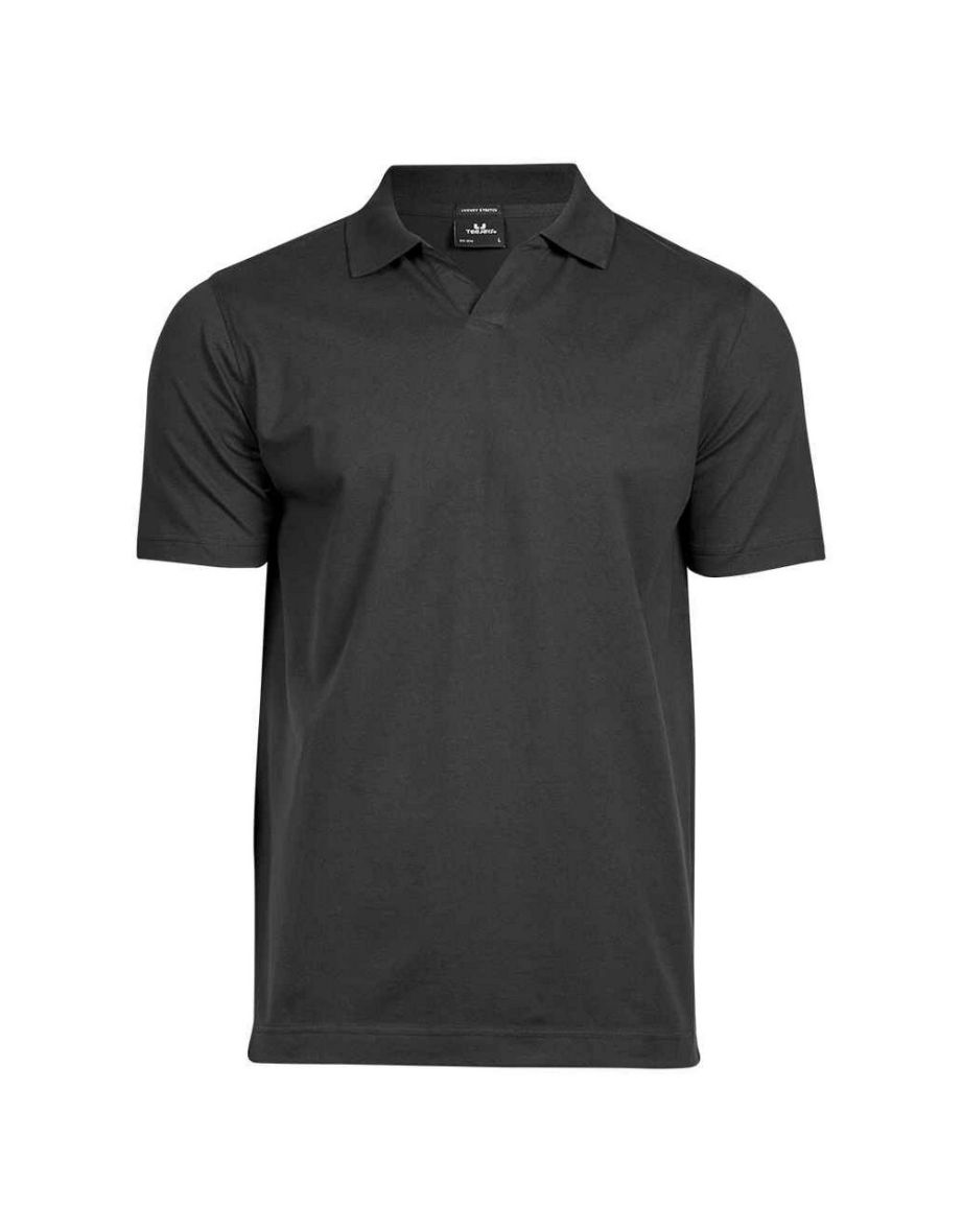 Tee Jays Mens Stretch V Neck Polo Shirt - Black