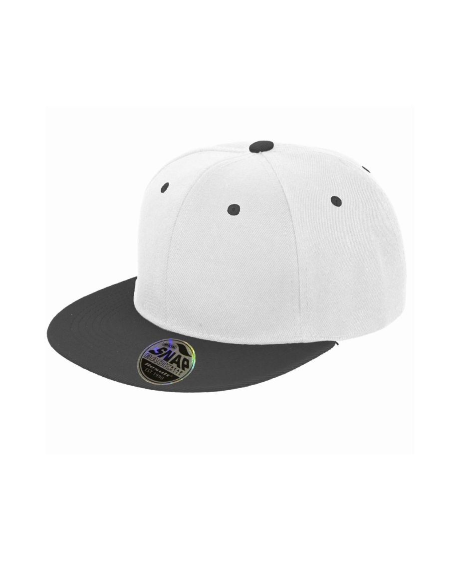Result Unisex Core Bronx Original Flat Peak Snapback Dual Colour Cap - White/Black