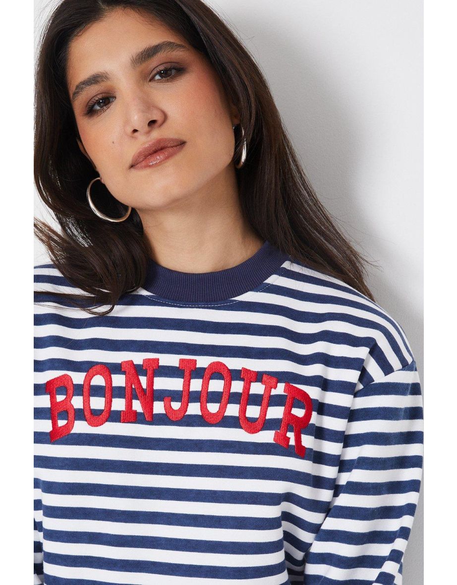 Stripe Slogan Sweatshirt - 3