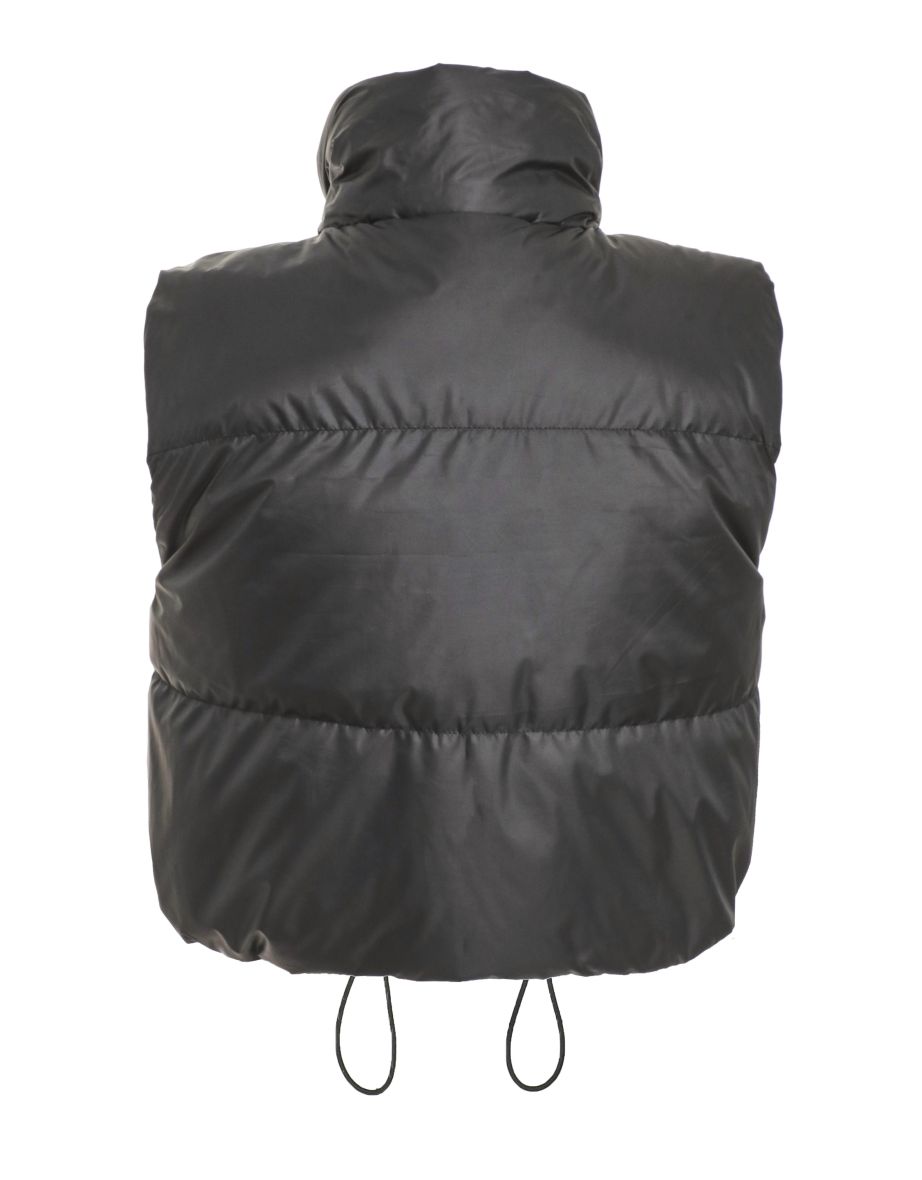 Black Reversible Padded Crop Gilet - 4