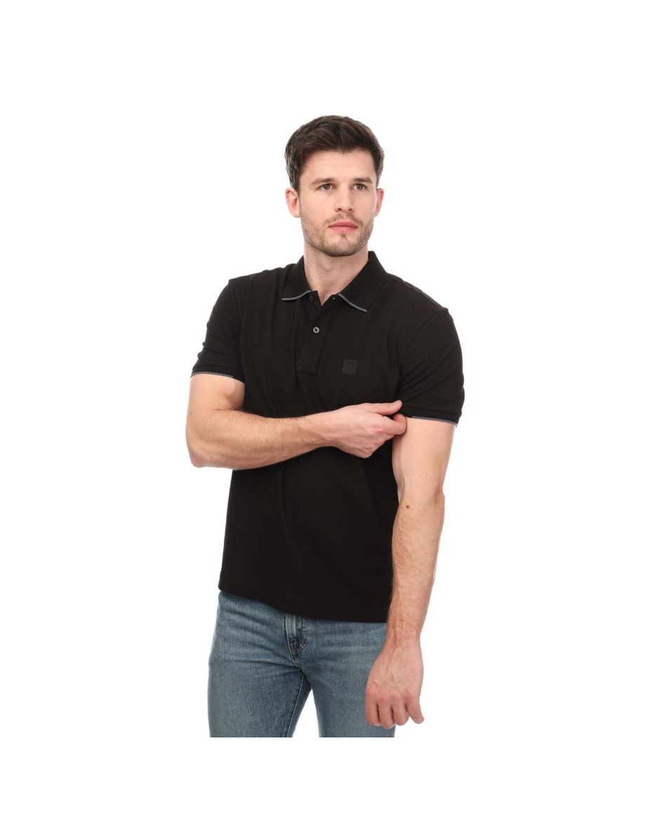 Men's CP Company Short Sleeve Polo Shirt in Black