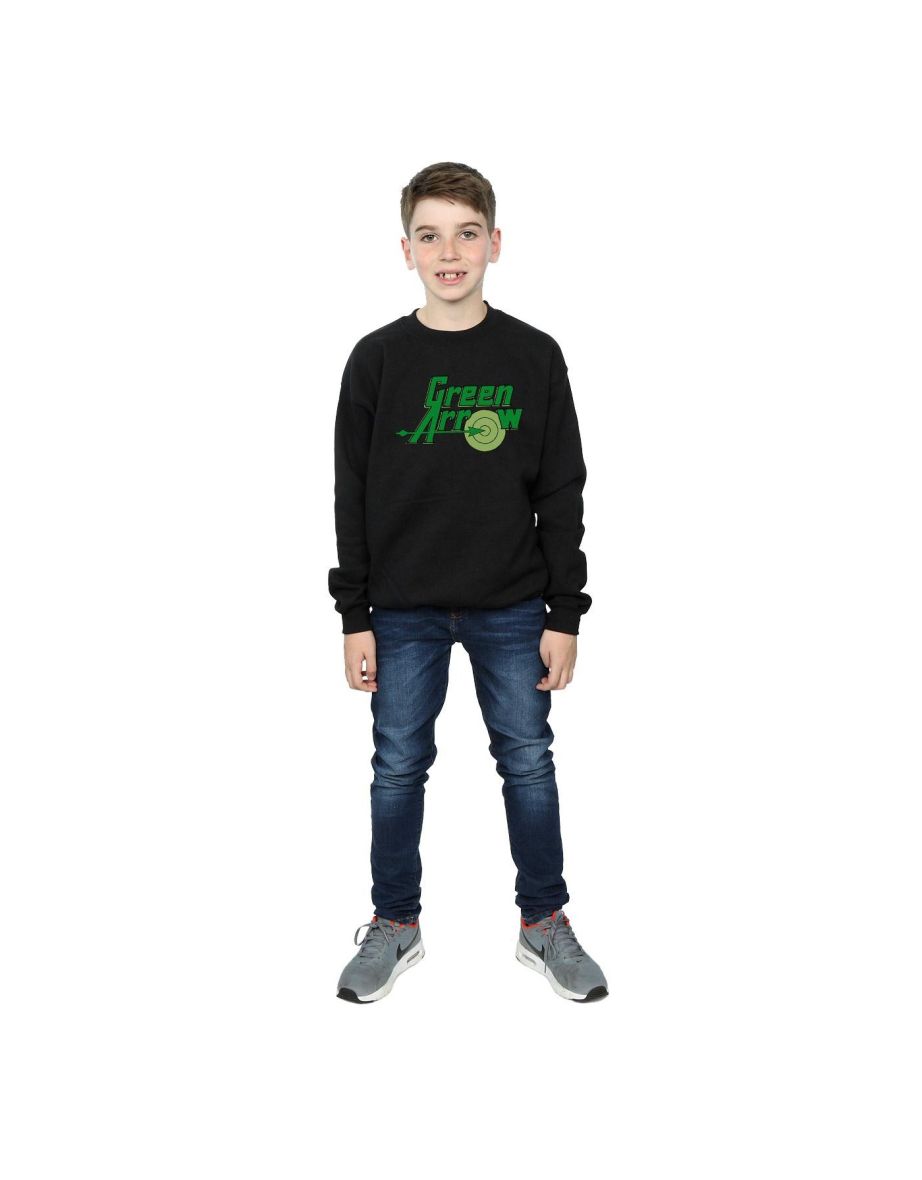 DC Comics Boys Green Arrow Text Logo Sweatshirt - Black - 3