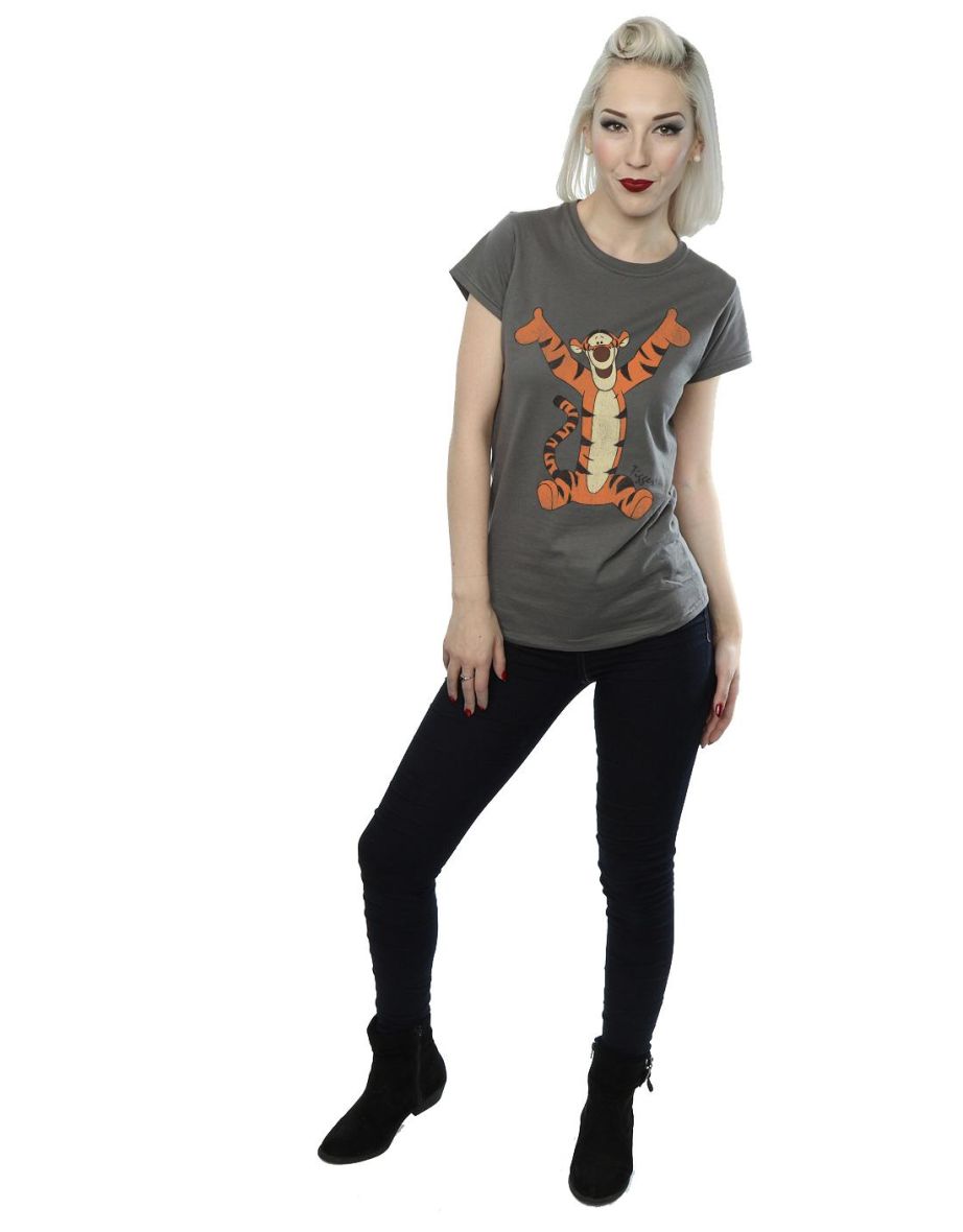Winnie the Pooh Womens/Ladies Classic Tigger Heather T-Shirt - Charcoal - 3