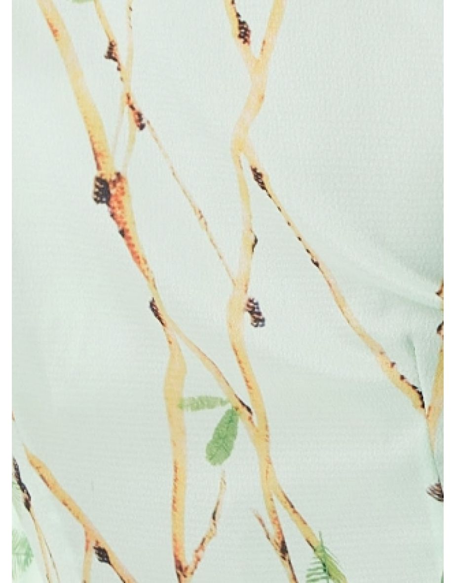 Women's Bird Print Wrap Top with V Neck . - 6