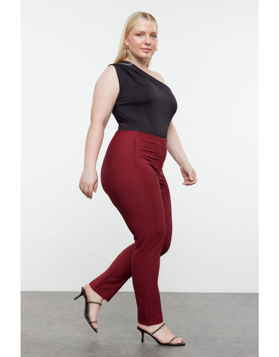 Burgundy Cigarette Woven Trousers
