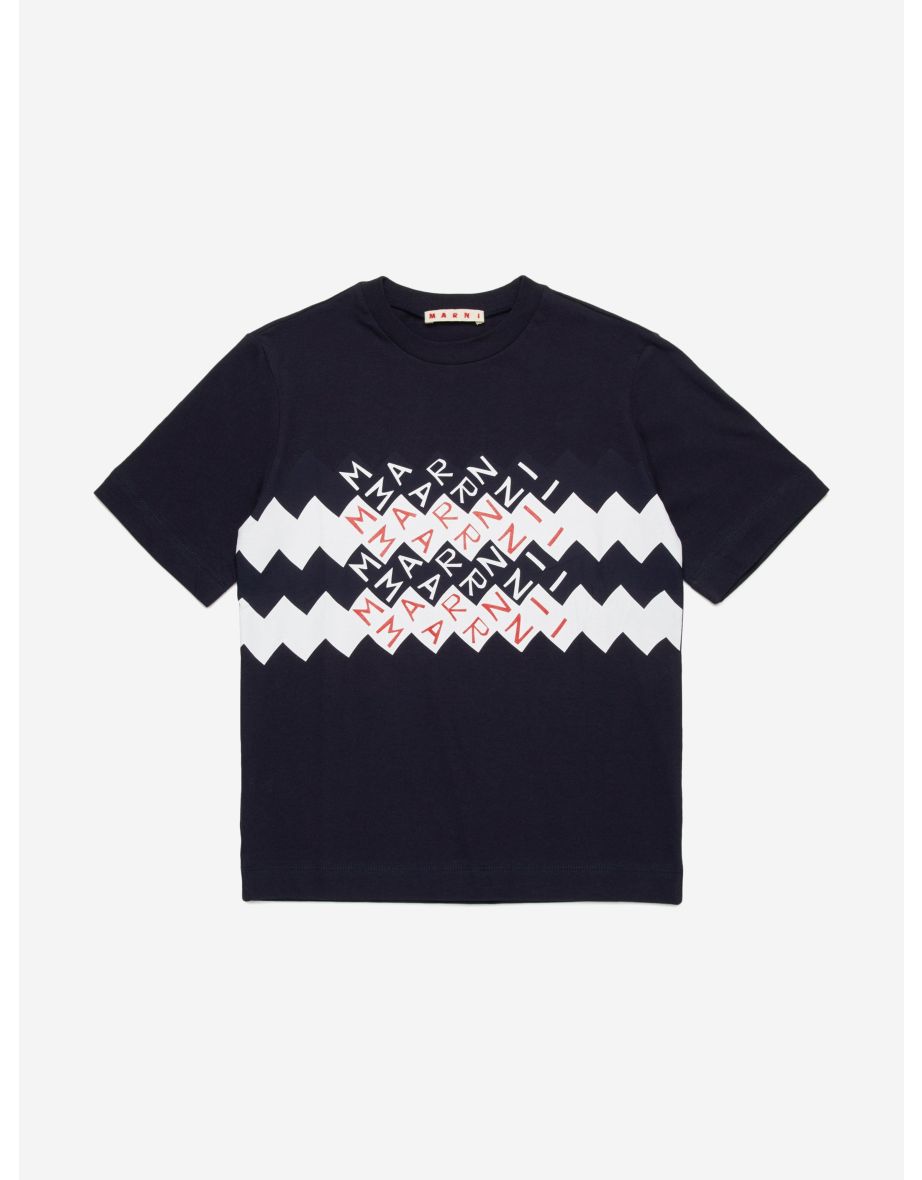 Kids Zigzag Logo T-Shirt in Navy