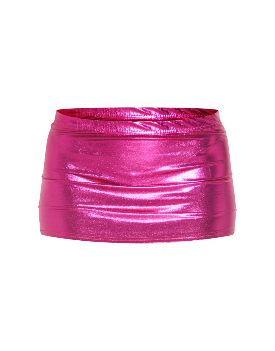 Hot Pink Foil Low Rise Micro Mini Skirt - 5