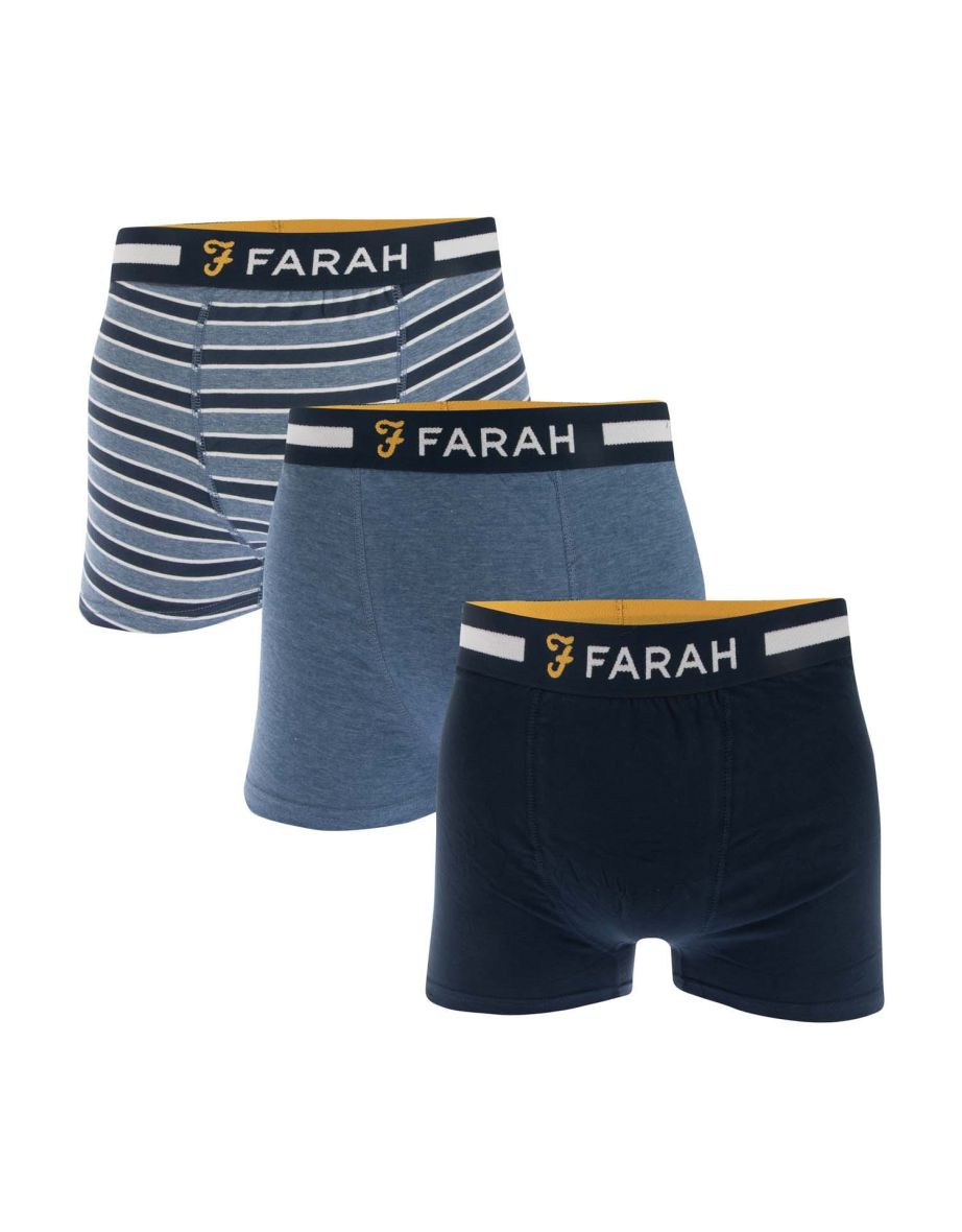 Men's Farah Rexxo 3 Pack Boxer Shorts in Blue