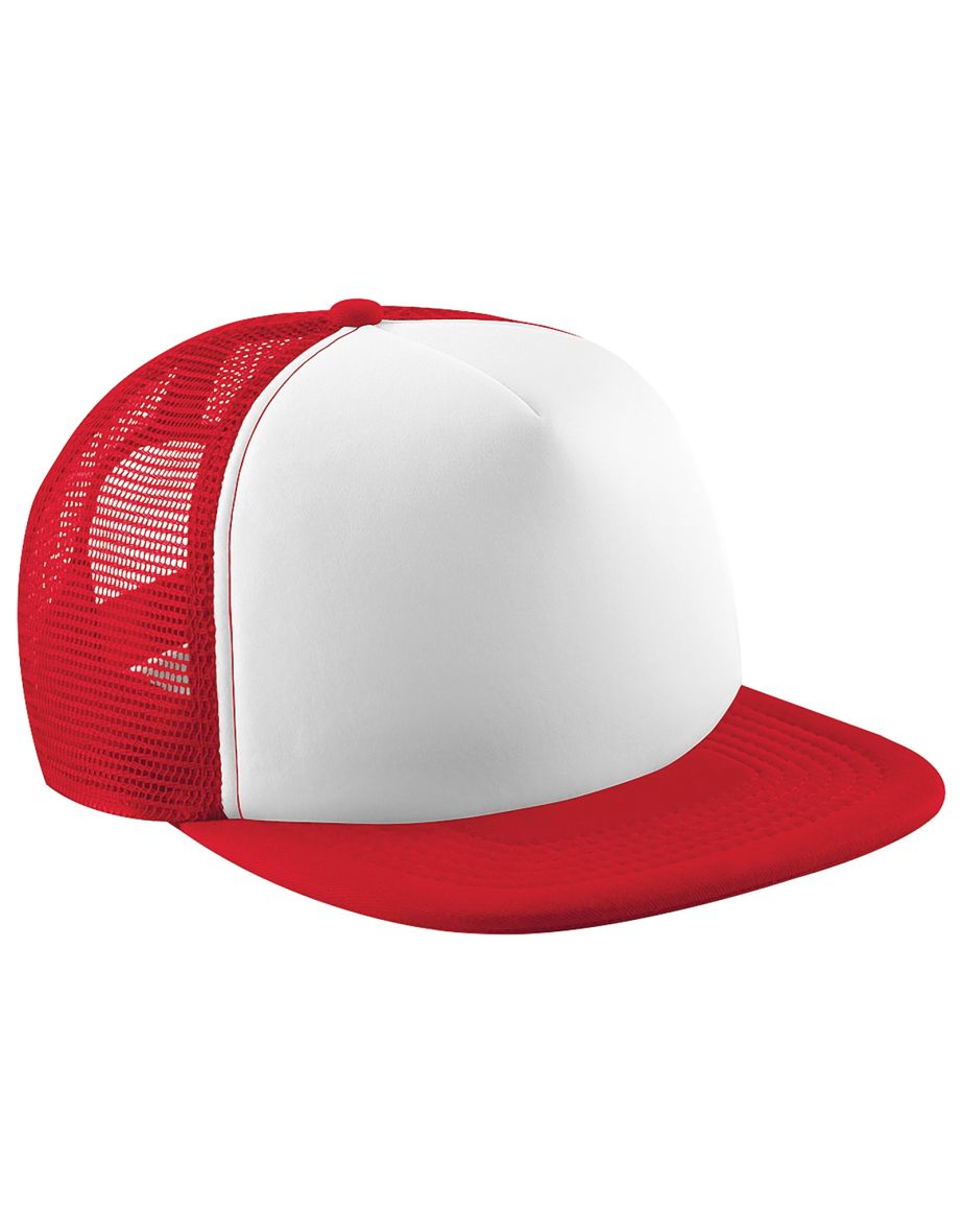 Beechfield Vintage Plain Snap-Back Trucker Cap - Classic Red/White