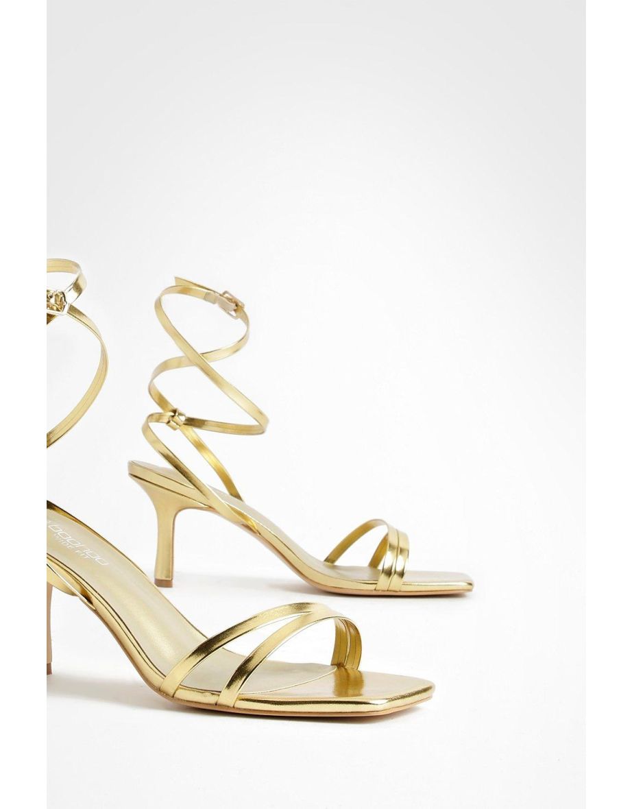 Wide Fit Double Strap Flat Heel Sandals - gold - 3