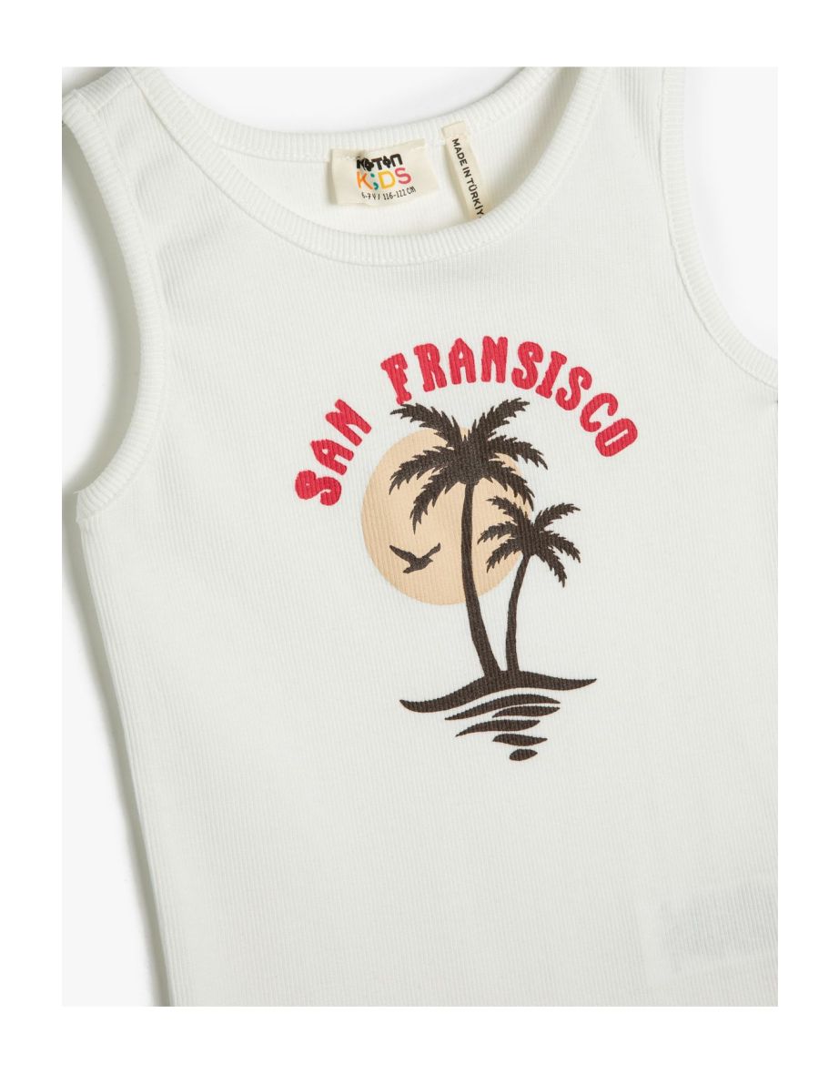Singlets Sleeveless Printed Cotton with Ribbons
